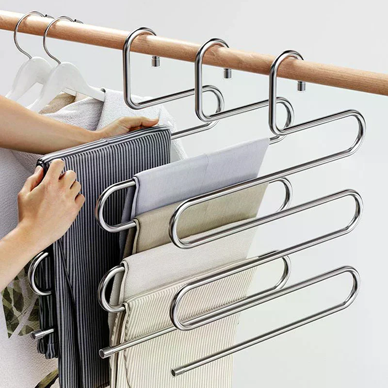 5 Layers Multi-functional Clothes Hangers Non-slip Pant Storage Rack Cloth Rack With Multiple Functions For Hanging And Storage