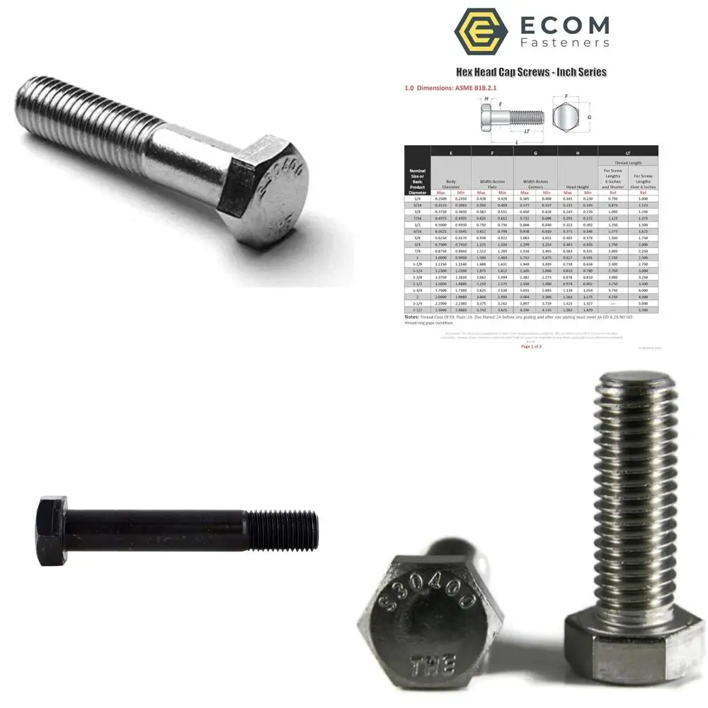 مسامير سداسية من الفولاذ المقاوم للصدأ 3/8-16 × 6 بوصة خيط خشن ملولب جزئيًا 50 عبوة