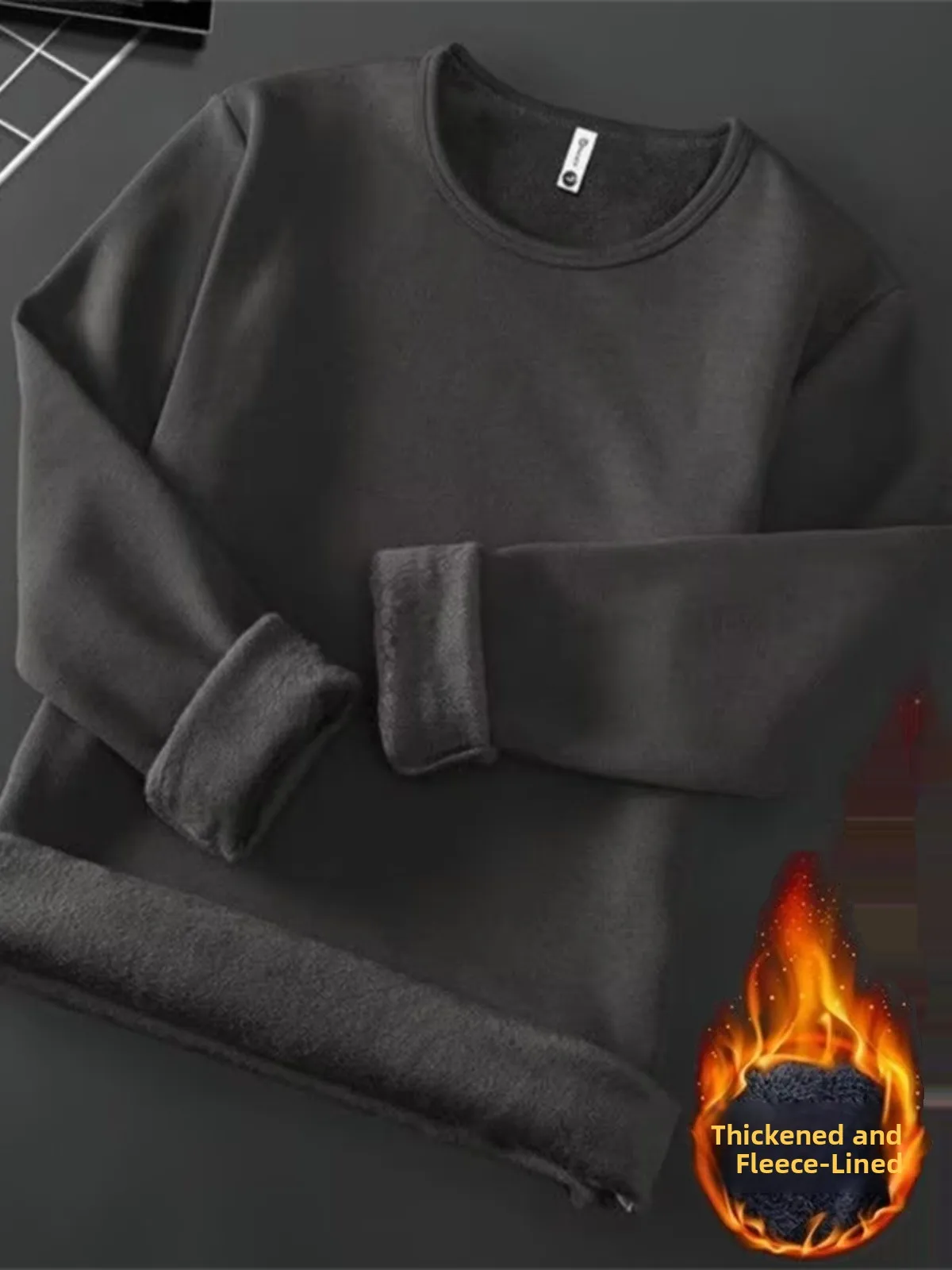 

Мужская футболка с длинным рукавом и круглым вырезом, на флисовой подкладке, базовый слой, корейский стиль, осенне-зимняя, теплая, из плотного хлопка, молодежный стиль