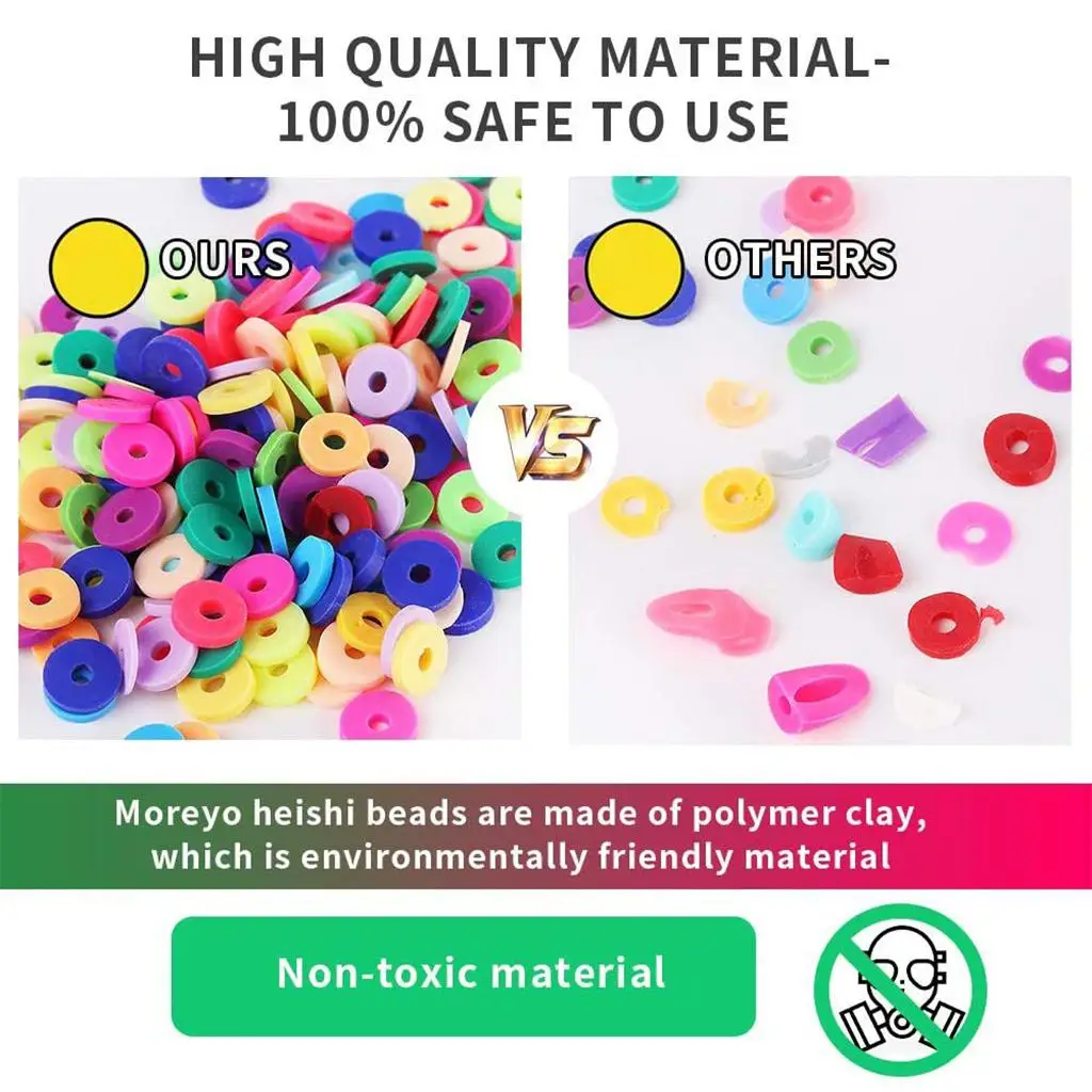 Polymer Clay Heishi Beads 6mm Round DIY Jewelry Marking Kit Colorful Loose