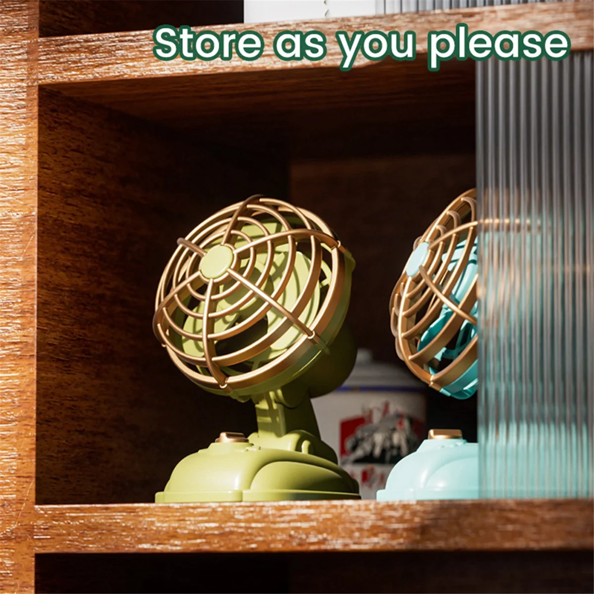 SLQZT Retro Mini Desktop Fan 400mAh USB Rechargeable Desk Outdoor Desk Fan Portable Desktop Fan,White