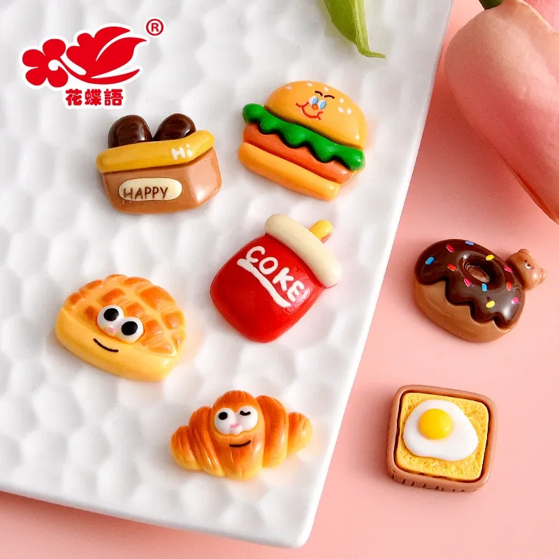 5pcs Bread Coke Hamburger Food Play resin flatback cabochons diy crafts materials jewelry making charms