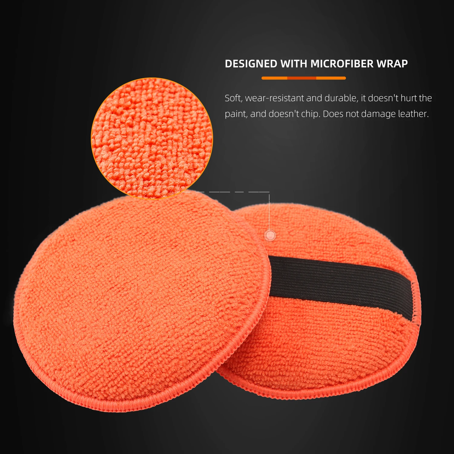 SPTA 5 Inch (125mm) Microfiber Car Wax Applicator Pads with Grip of Elastic Band Buffing Polishing Foam Sponge for Car Cleaning