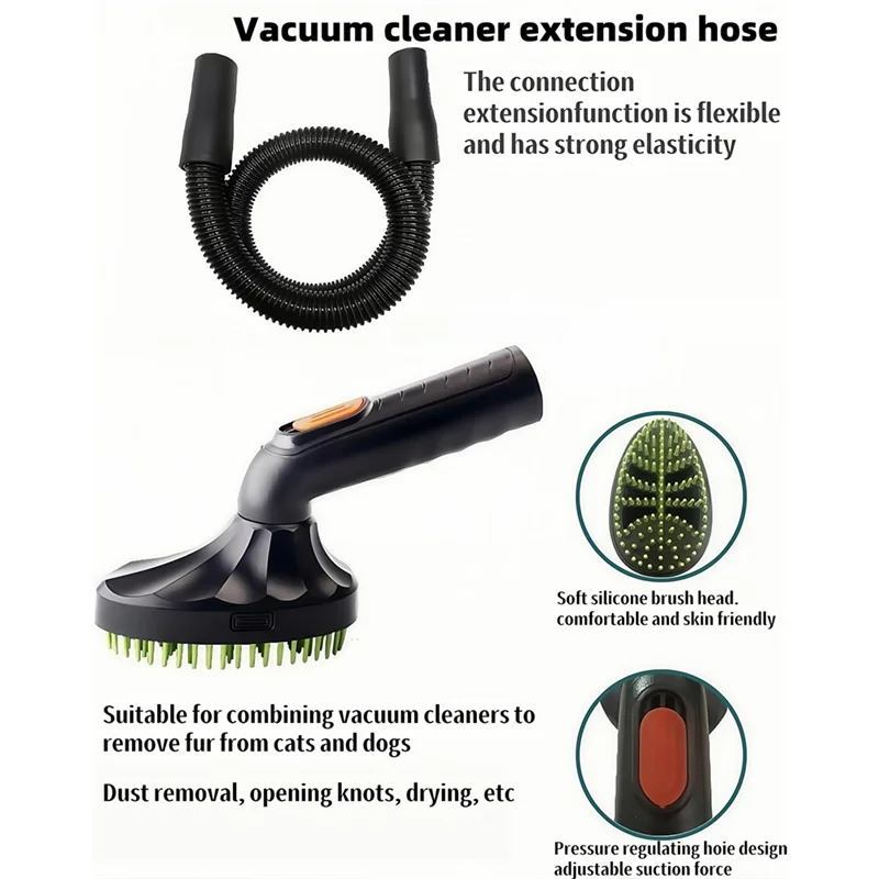 AC39-Pet Massage Tool Hose- Shedding Brush Vacuum Attachment Kit 32/35Mm Adapter For Pet Grooming Vacuum Cleaner Tool