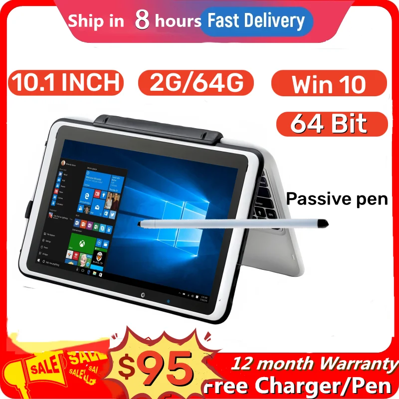 

10.1 INCH 2GB LPDDR3+64GB eMMC Windows 10 Pro C1 2in1 Tablet With Keyboard X5-Z8350 1.44GHZ Quad-Core Free Capacitive Pen