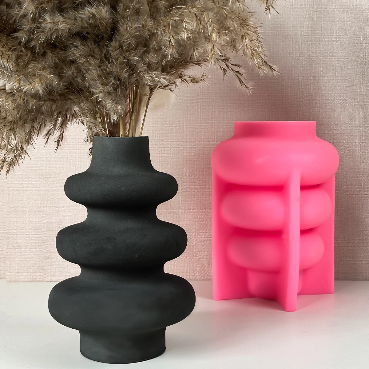 Large Unique Vase Silicone Mold Donut Flowerpot Mould Concrete Gypsum Planter Molds Modern Minimalist Nordic Style Home Decor