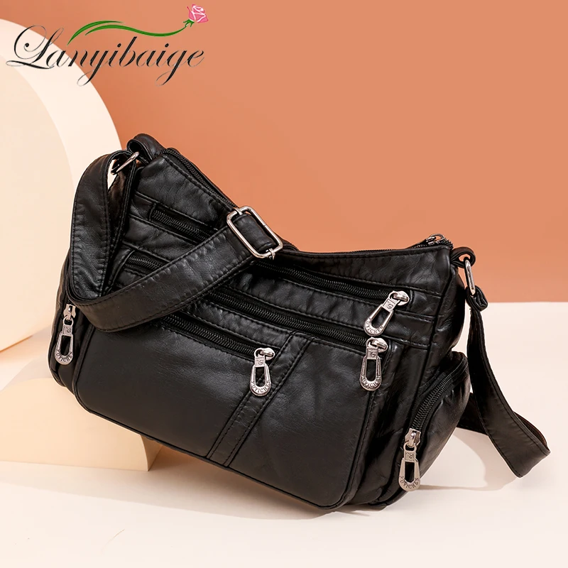 High Quality Soft Leather Bag 2023 Luxury Designer Multiple Pockets Womens Messenger Bags Crossbody Shoulder Bag For Women Bolsa