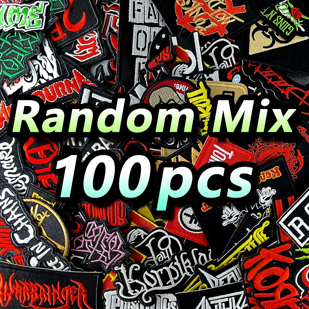 100pcs Mix Random Patches Embroidery Applique Ironing Clothing Sewing Supplies Decorative Fabric Patch Appliques Rock Punk Band