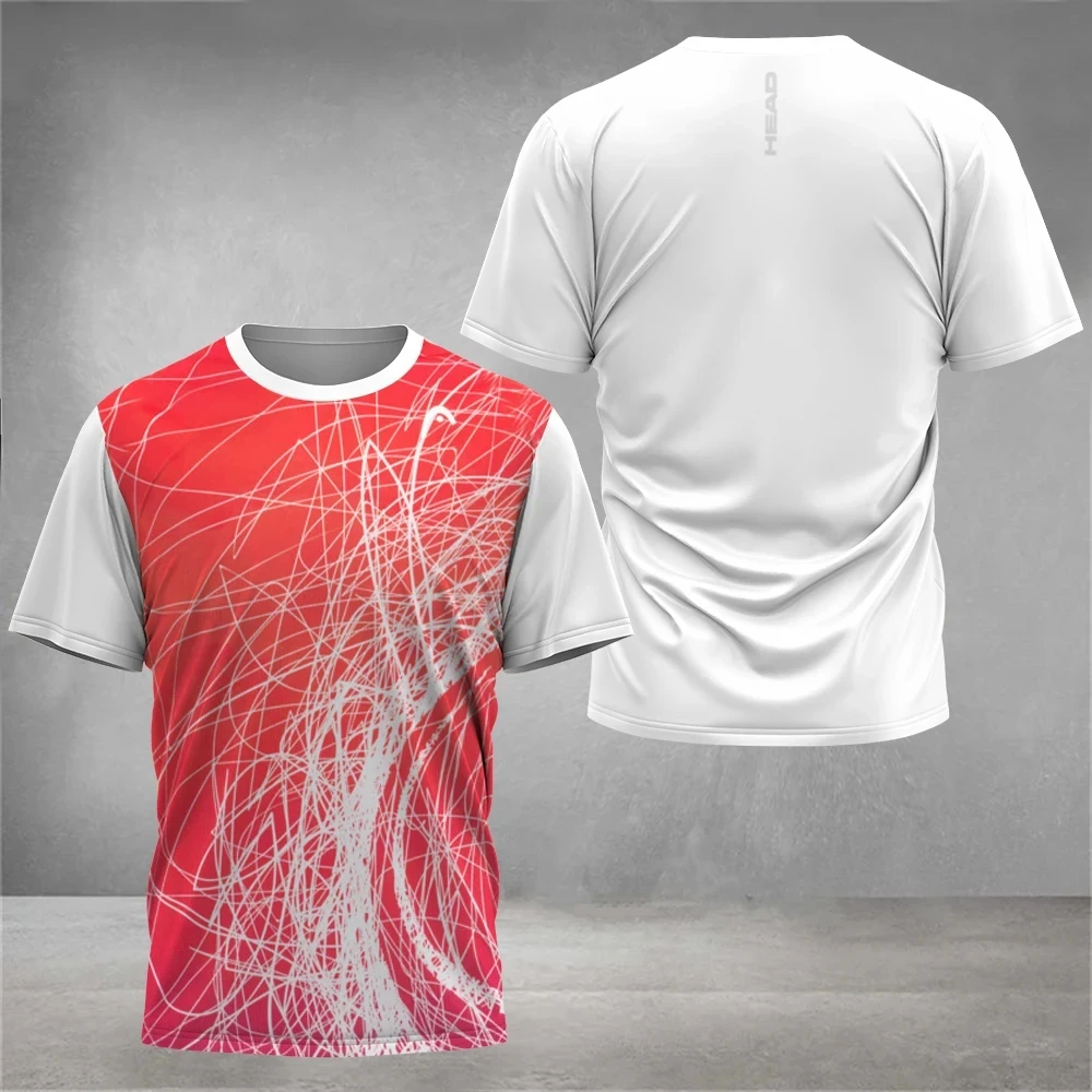 Mens T Shirt Fitness Tennis T-Shirts Top Outdoor Train Sportswear New Breathable Fitness Short Sleeve Print Running Men Clothing