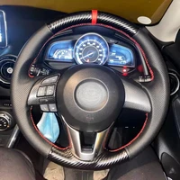 DIY protector para volante de cuero personalizado Interior de fibra de carbono apto para Mazda 3 Axela Mazda 6 Atenza Mazda 2 CX-3 CX3 CX-5 CX5