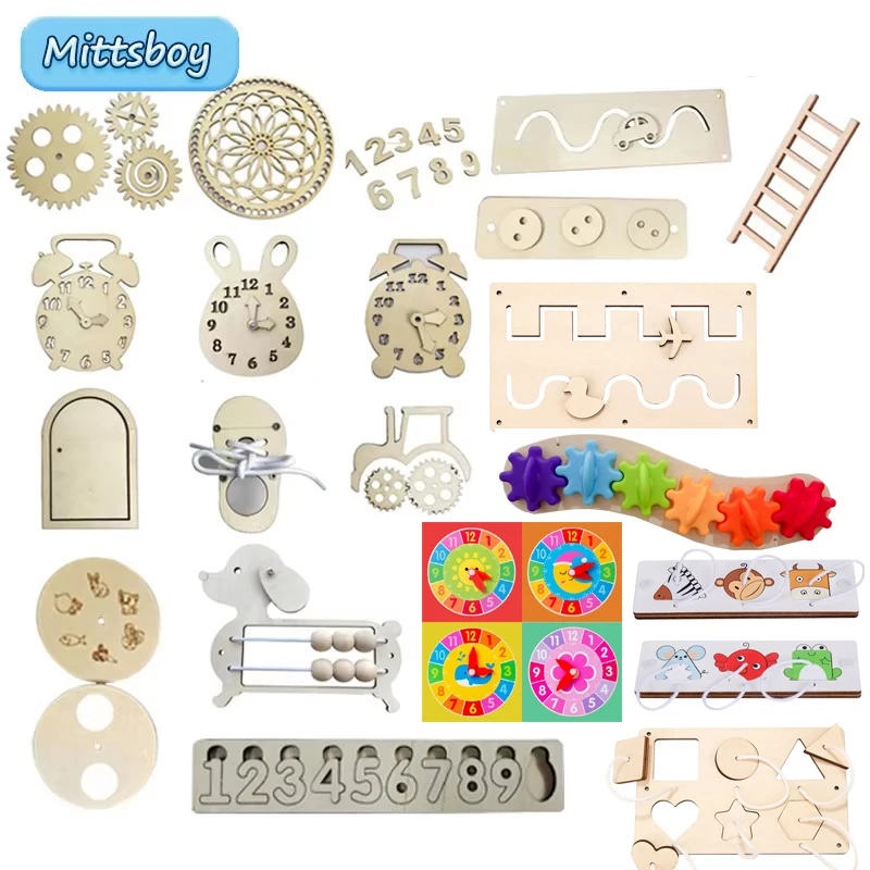 Tablero ocupado con virutas de madera Montessori para niños, accesorios de madera, versión Digital, tablero ocupado de pez, actividad, regalo, bricolaje, 2023