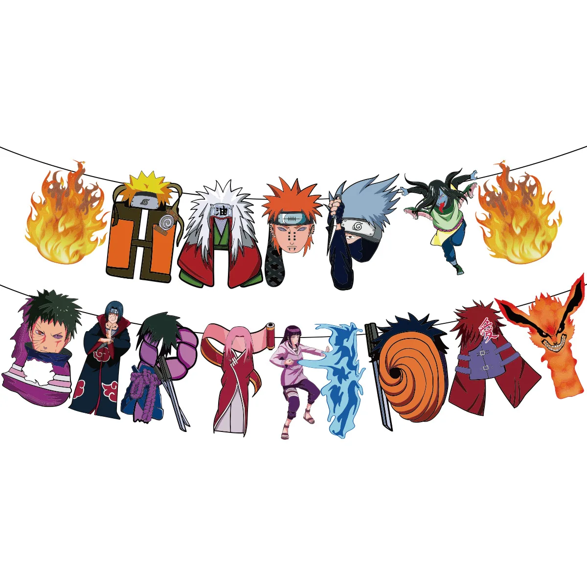 Naruto Potter Birthday Party Supply Disposable Banner Cake Topper Hanging Flag Naruto Balloons Set Birthday Decoration