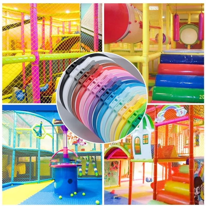 Imagem -06 - Laços de Cabo de Nylon para Crianças Bloqueio Duplo Parque de Diversões Castelo Impertinente Parque Aquático 8x400 mm 40 Bolsas 100 Pcs