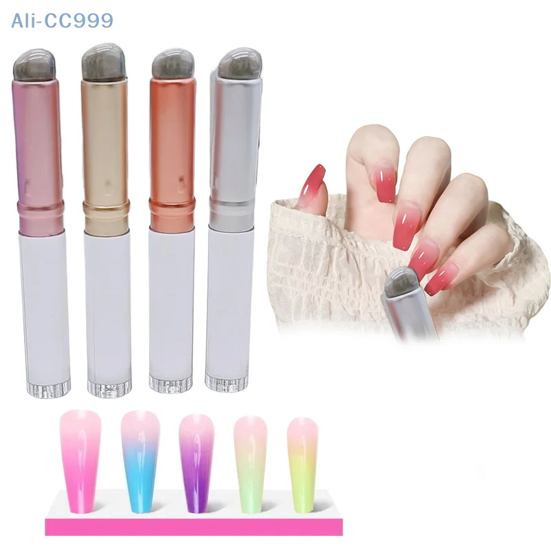 1 pcs Nail Art Silicone Applicator Sticks Chrome Pigment Dust Applying Manicure Tool Easy-Daub Pigment Silicone Nail Brushes