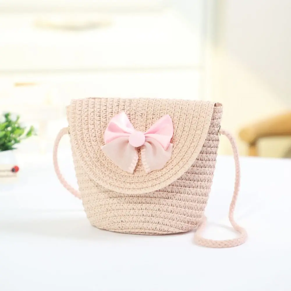 Flip Mini Straw Bag Summer Beach Handmade Woven Zipper Storage Basket Coin Purse Photo Props Crossbody Handbag