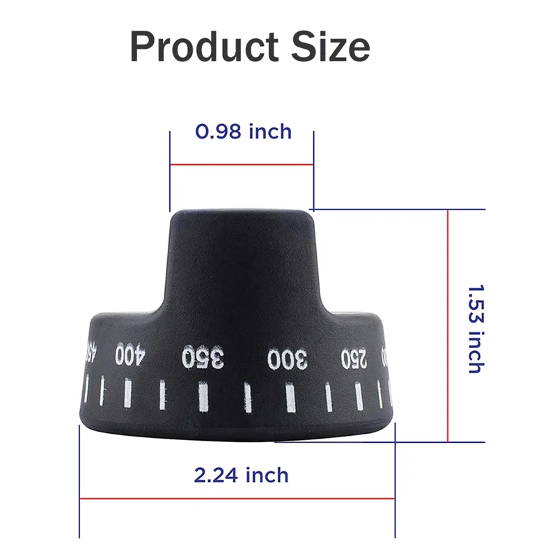استبدال جزء مقبض ترموستات الفرن AB06 5X PB010099 ومتوافق مع موديلات AP5315393، 810983 باللون الأسود