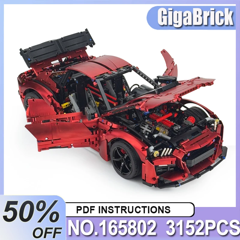 

High-End Custom Limited Edition In Charming Red Muscle Car Model Building Blocks Bricks Toy Christmas Gift For Adults