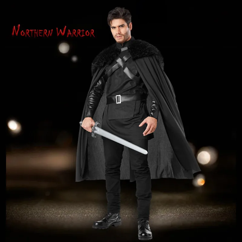 Adult Man Halloween Northern Warrior Costumes Black Raven Knight Cosplay Carnival Purim Parade Role Playing Show Bar Party Dress