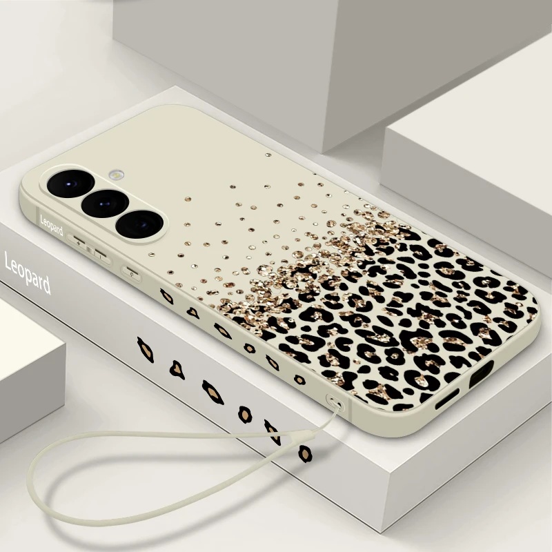 Magnetic Soft Phone Case For Samsung Galaxy s26 S25 S24 S23 Ultra Plus S25 S24 S23 FE S22 Leopard Printed Silicone Lanyard Cover