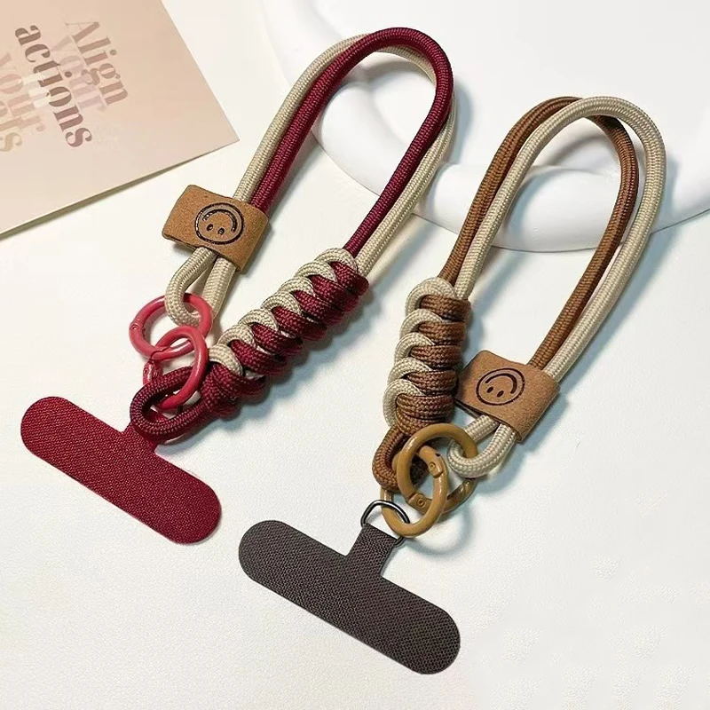 Double Ring Buckle Woven Phone Case Hanging Rope Universal Collision Color Short Handheld Lanyard Cellphone Anti-lost Wristband