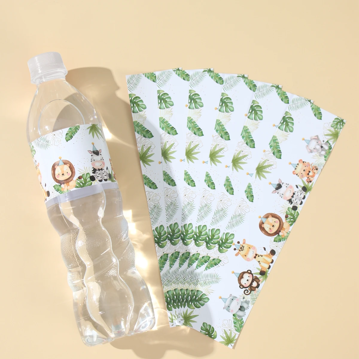 24 stücke Dschungel Tier flasche Aufkleber Safari Geburtstags feier Dekoration Kinder 1. Bauernhof