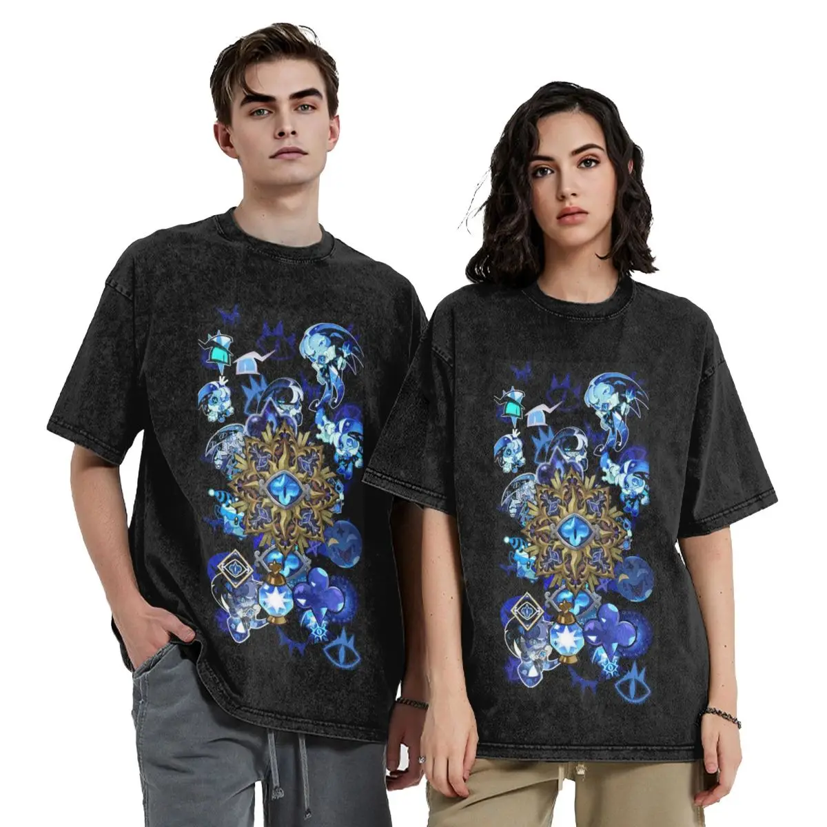 Shadow Milk Cookie Run Kingdom Cute Cartoon Anime  Hip Hop Short Sleeve T-Shirts Washed Tops Tees Streetwear T Shirt Vintage