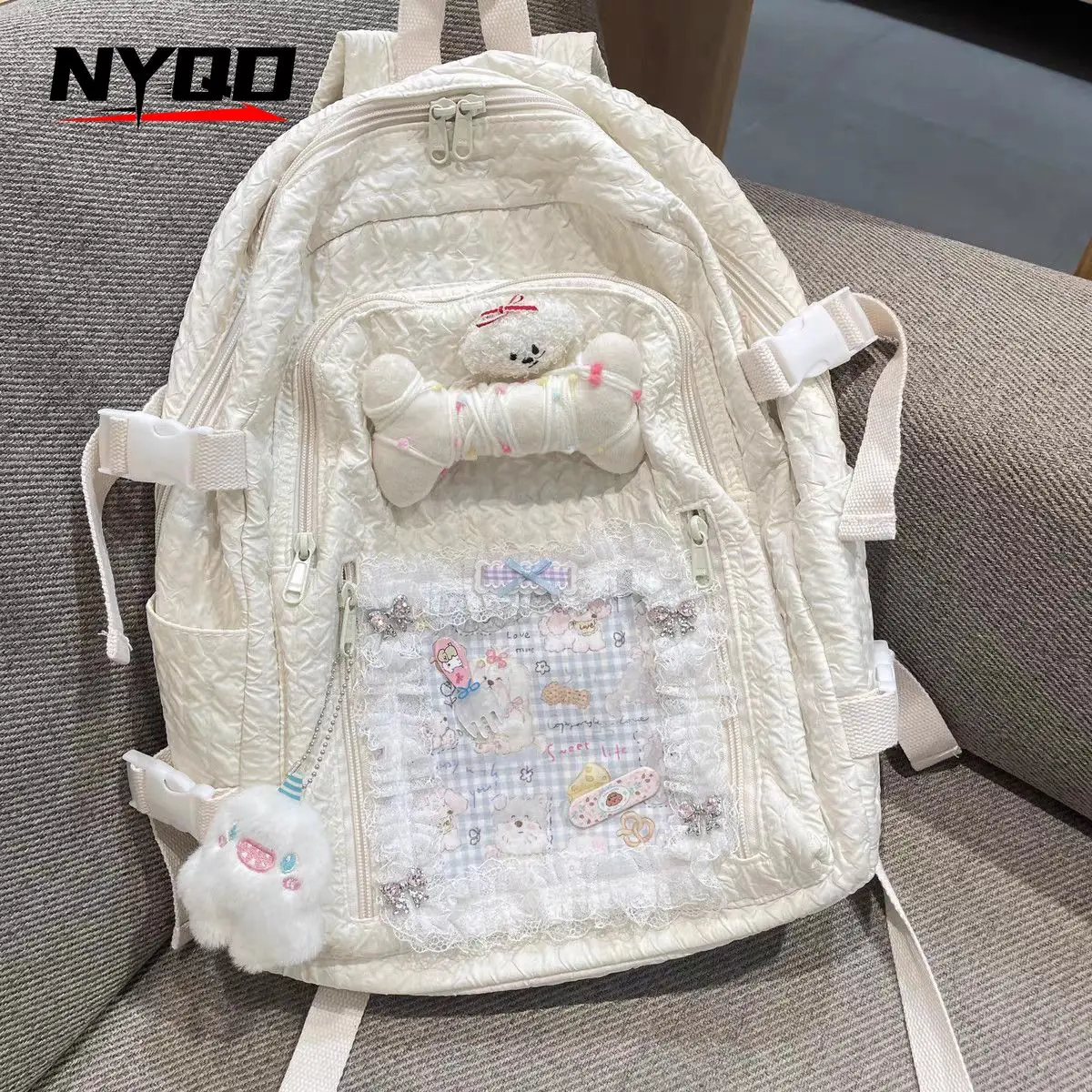 

Kawaii Cartoon Girls Y2k Backpacks Women Harajuku Aesthetic Lace Large Capacity Schoolbag Ladies Pink Sweet Backpacks for Women