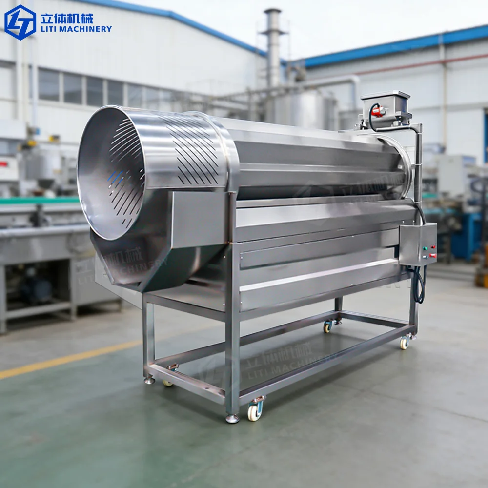 Factory Price High Quality Roller Drum Type Food French Fries Potato Chips Flavoring Rotary Snack Seasoning Coating Machine