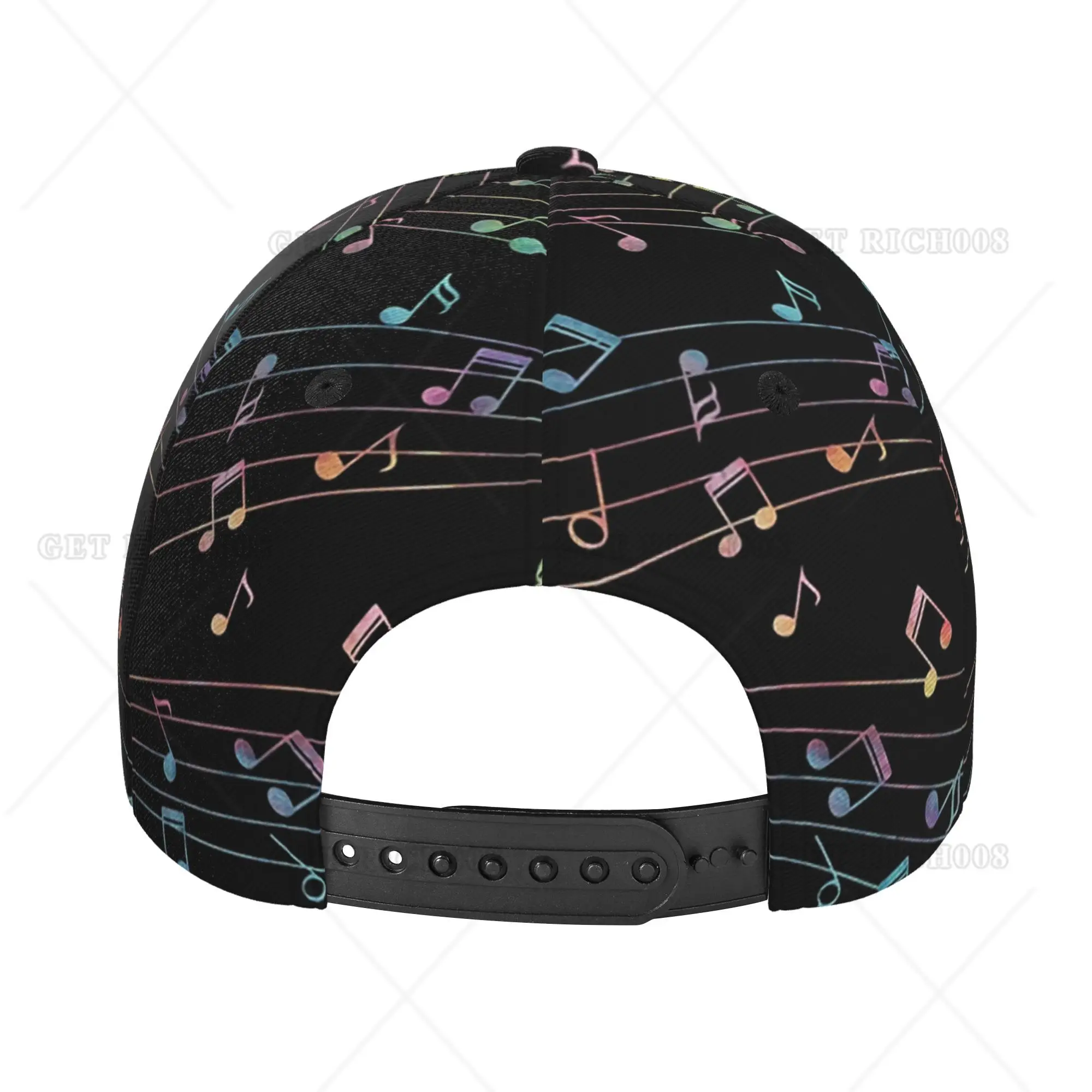 Gorra de béisbol con notas musicales de neón para hombres y mujeres, gorro de papá ajustable, colorido, a la moda, para deportes, Camping, concierto, tamaño impreso