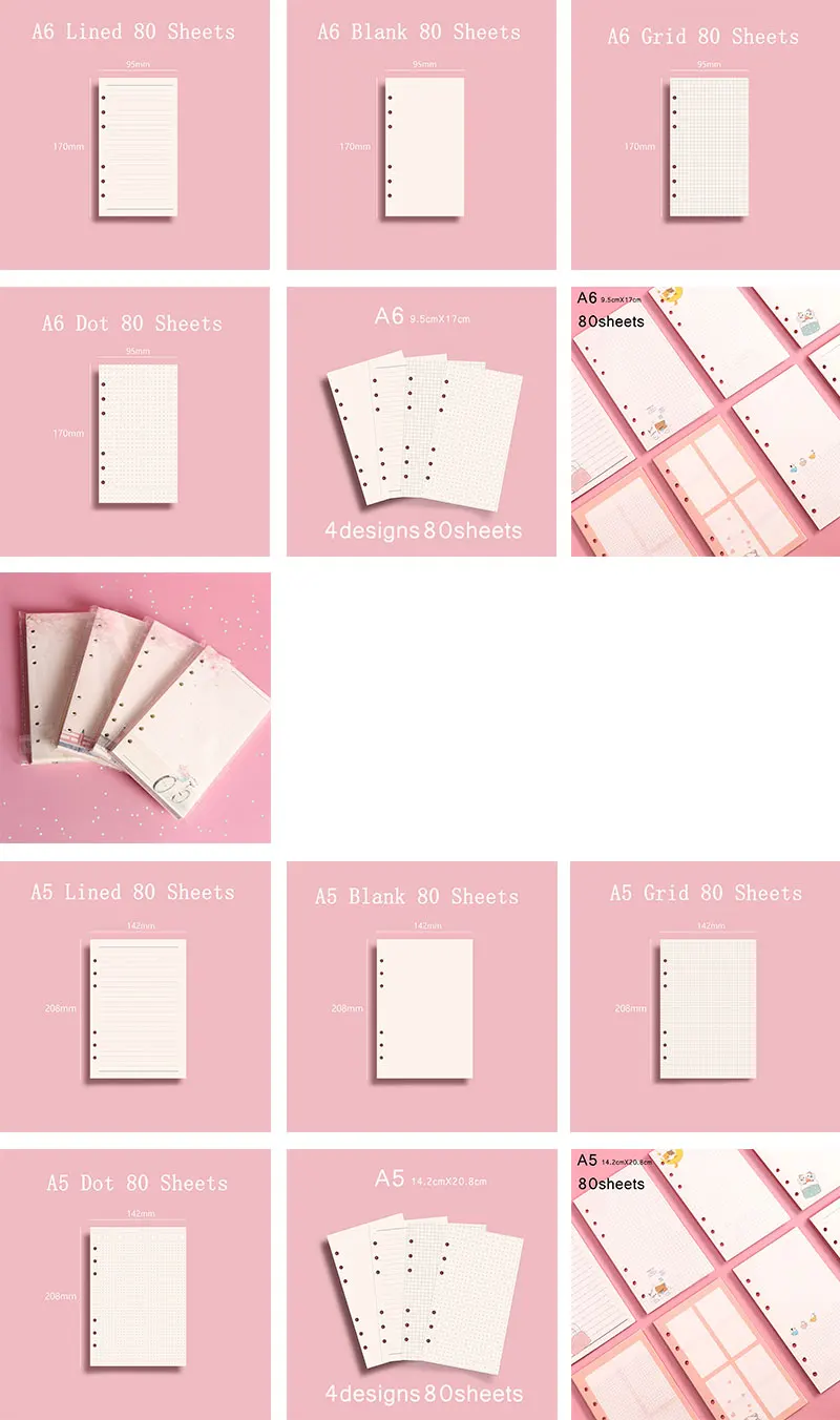 A5 A6 Candy Color Ringbuch Notizbuch DIY Loseblattpapier Journal Buchplaner – Detail 7