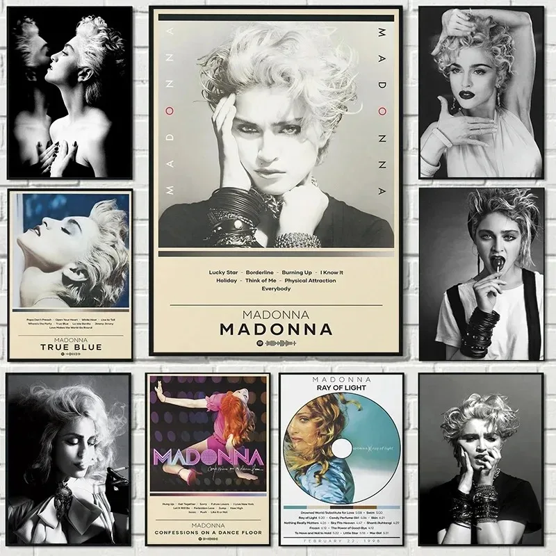 Sexy Singer Madonna Actress Music Album Black and White Vintage Canvas Wall Art Picture Home Decoration