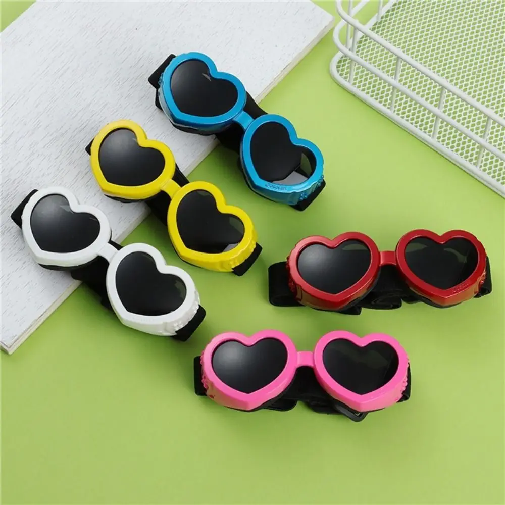 Heart Shape Dog Sunglasses Anti-Fog with Adjustable Strap Dog UV Protection Glasses Wind Protection Dog Eye Wear Protection