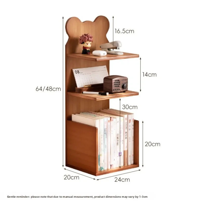 Minimalist Natural Bamboo Rack Sturdy Desktop Bookshelf High Load-Bearing Study Organizer Large Capacity Book Classific Holder