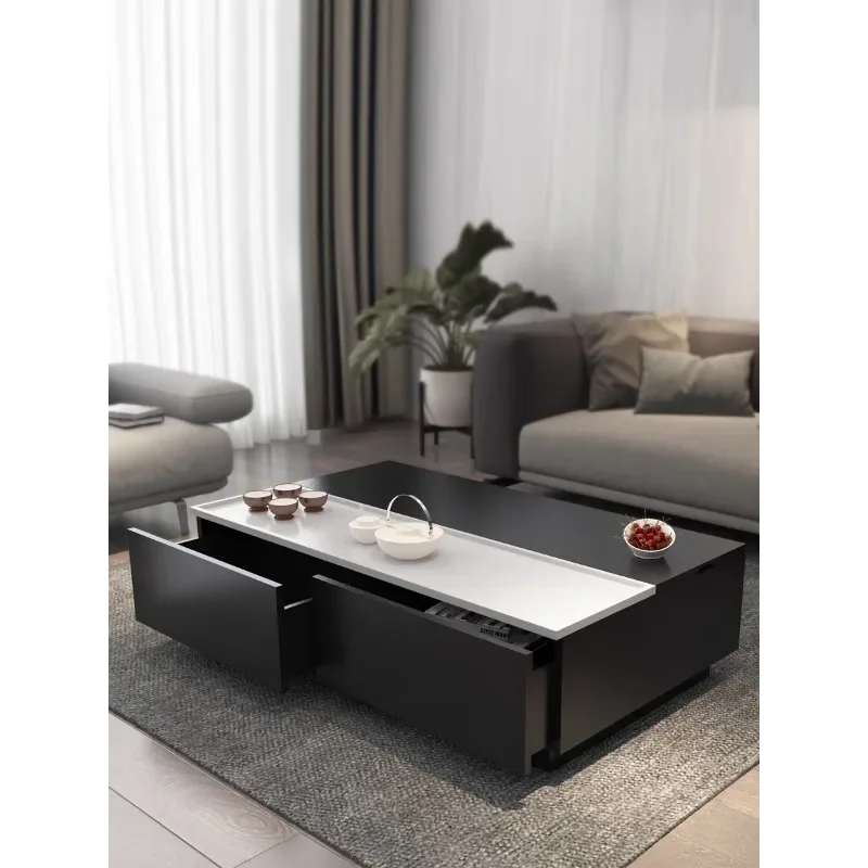 Modern simple coffee table black oak grain liftable design storage rectangular creative master Nordic tea table