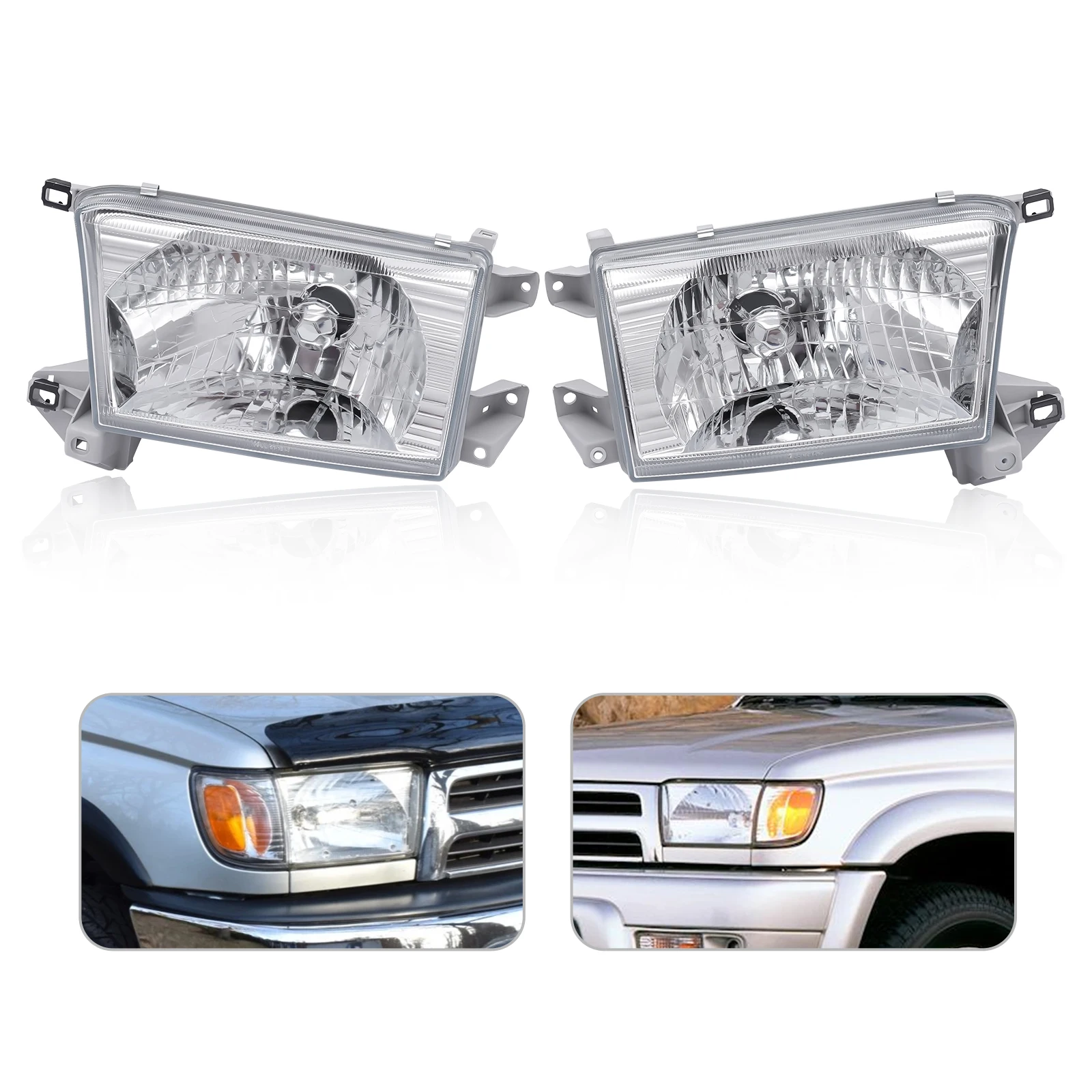 

For Toyota 4runner 1996 1997 1998 1999 2000 2001 2002 Headlights Hedlamps Assembly Right+Left Side Clear Lens