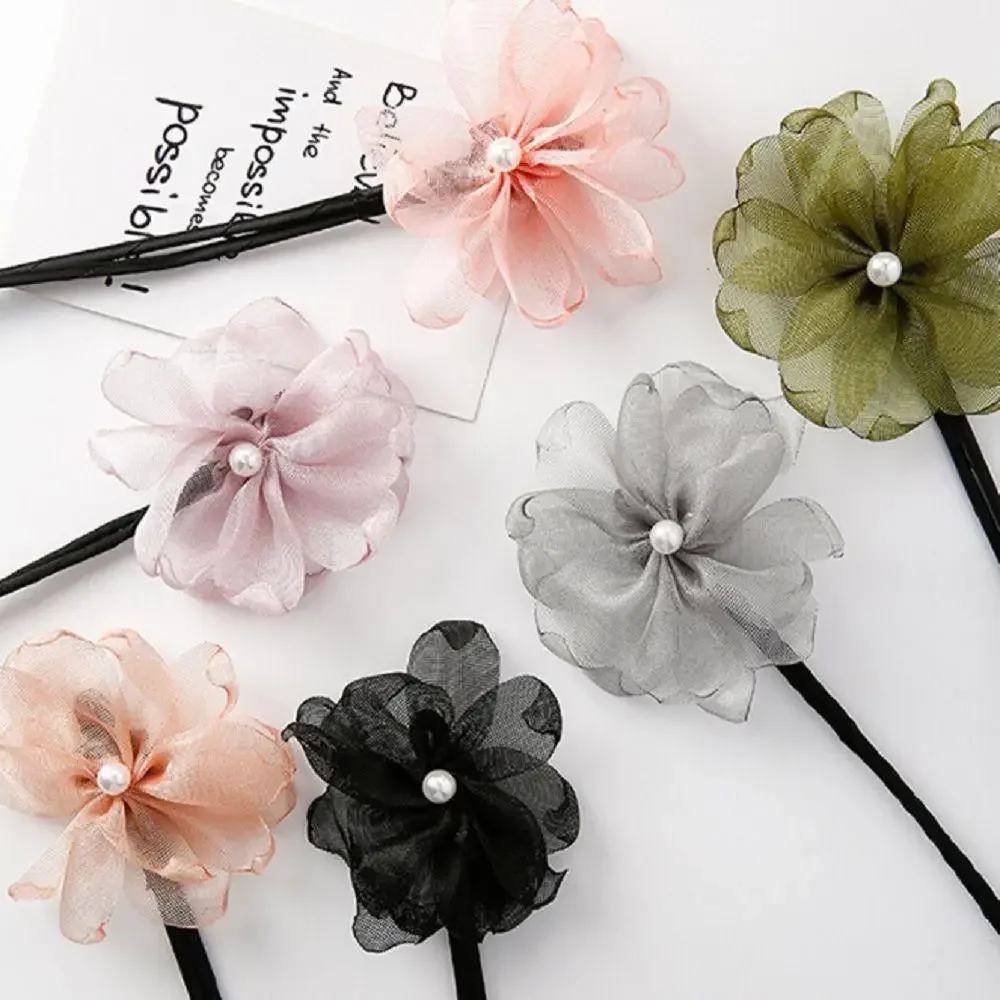 DIY Woman Flower Donuts Twist Headband Magic Hair Bun Maker Hairstyle Tool Pearl Hair Maker Tools Hair Accessories