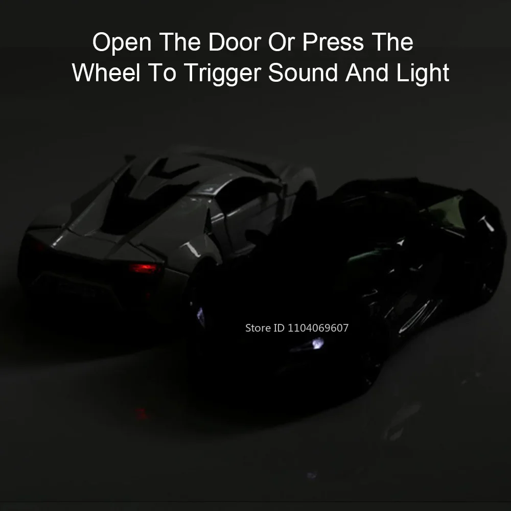 Scala 1:32 Lykan Modalità Auto Sportive Giocattolo Pressofuso In Lega Suono Luce 4 Porte Aperta Suono Luce Tirare Indietro Supercar Modelli Regali per Bambini