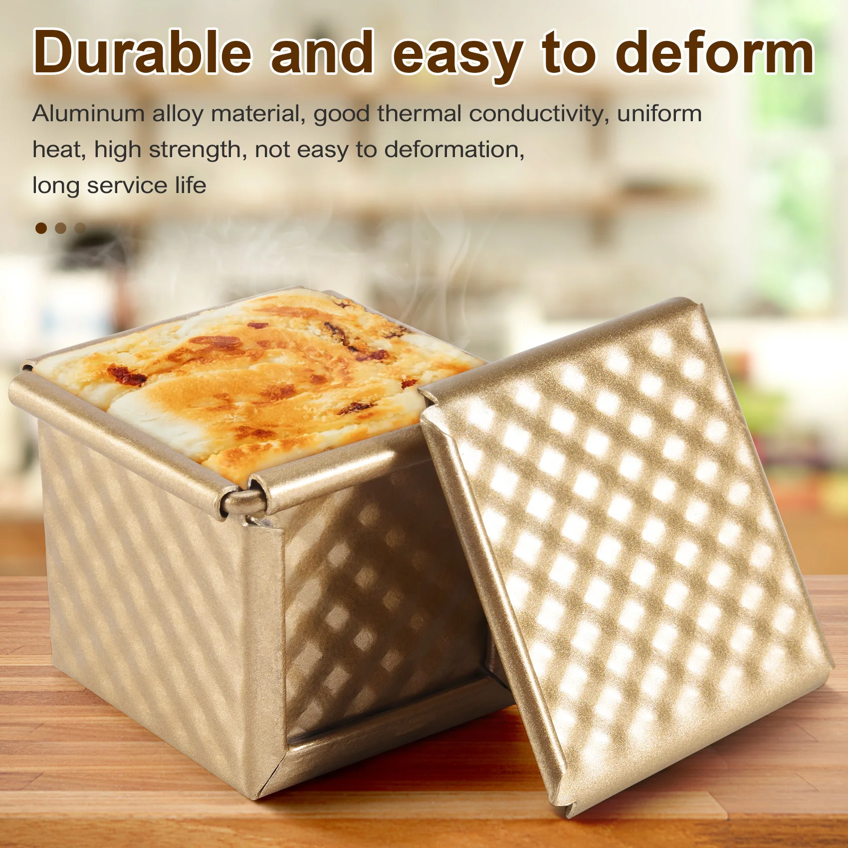 Square Loaf Pan with Lid Toast Mold Bread Pan Pullman Loaf Pan with Cover Non-Stick Mini Water Cube Toast Box Rare