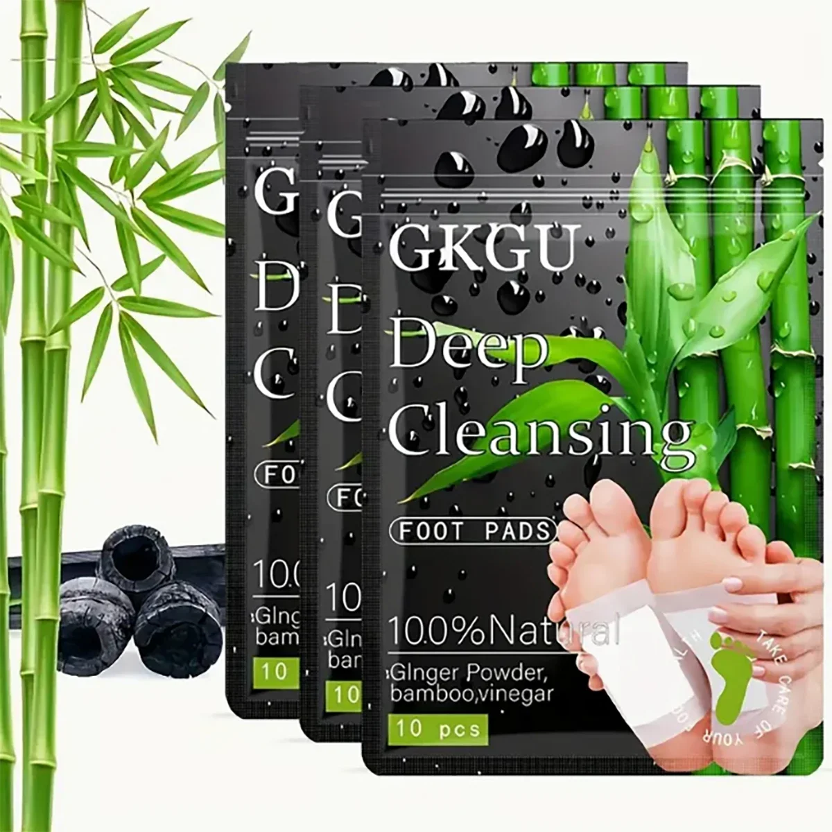 50 Adhesive Foot Pads – Natural Bamboo & Ginger Powder for Deep Cleaning, Moisturizing & Relaxation After Bathing