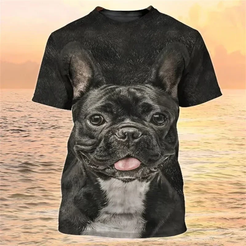 Fashion 3d Printed Bulldog Dogs Graphic T-shirt For Men Women Summer Street Oversized Tee Shirts Short-sleeved O Neck Tees Tops