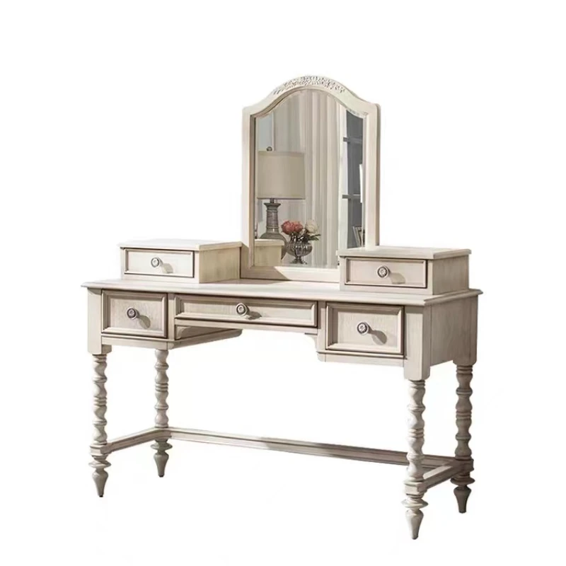 

American country European dressing table classical solid wood princess dressing table