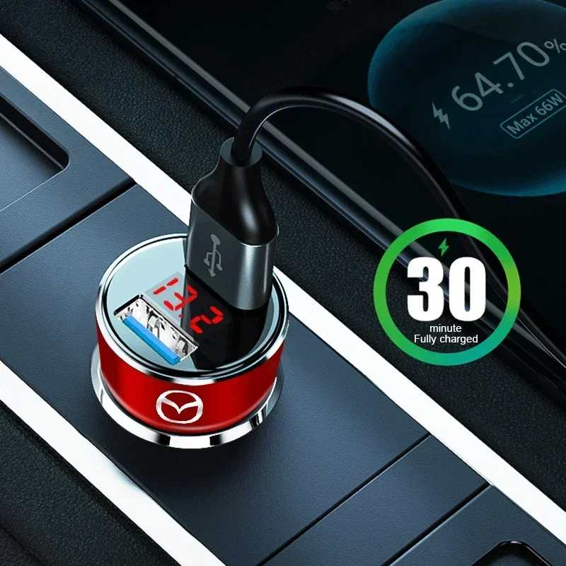 Cargador de coche USB de doble puerto de 200W, adaptador de cargador de teléfono para coche con pantalla Digital de carga rápida para Mazda 2 6 CX8 CX90 CX3 CX5 CX60 CX7