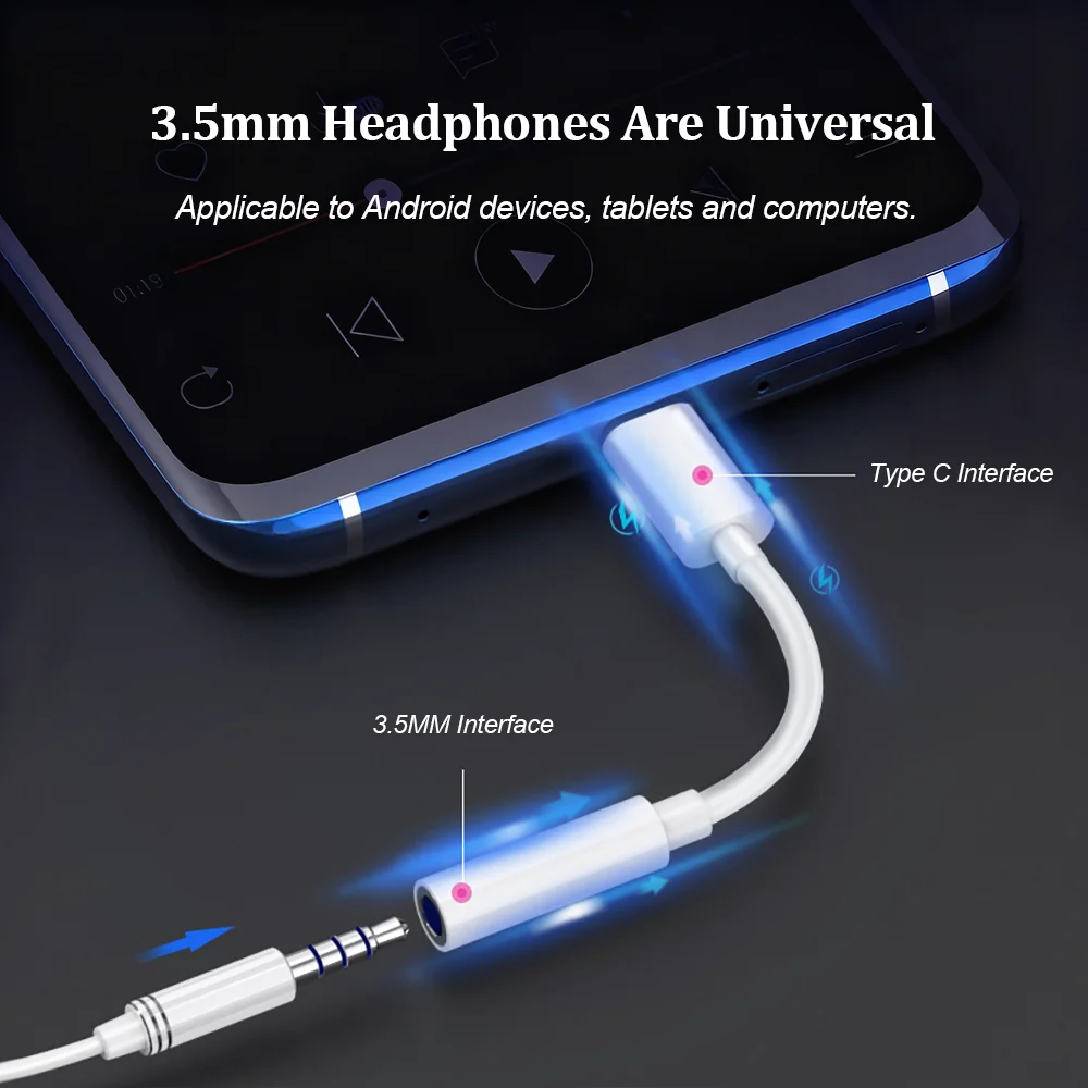 Type C To 3.5mm Jack Audio Adapter Lighting To 3.5 Headphone Aux Cable For IOS iPhone 17 16 15 14 Samsung Connector Accessories