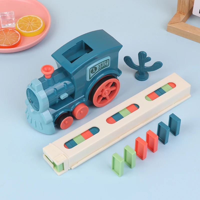 Kids Electric Domino Train Car Set Sound & Light Automatic Laying Dominoes Brick Blocks Game Educational Christmas Gift Kids Toy