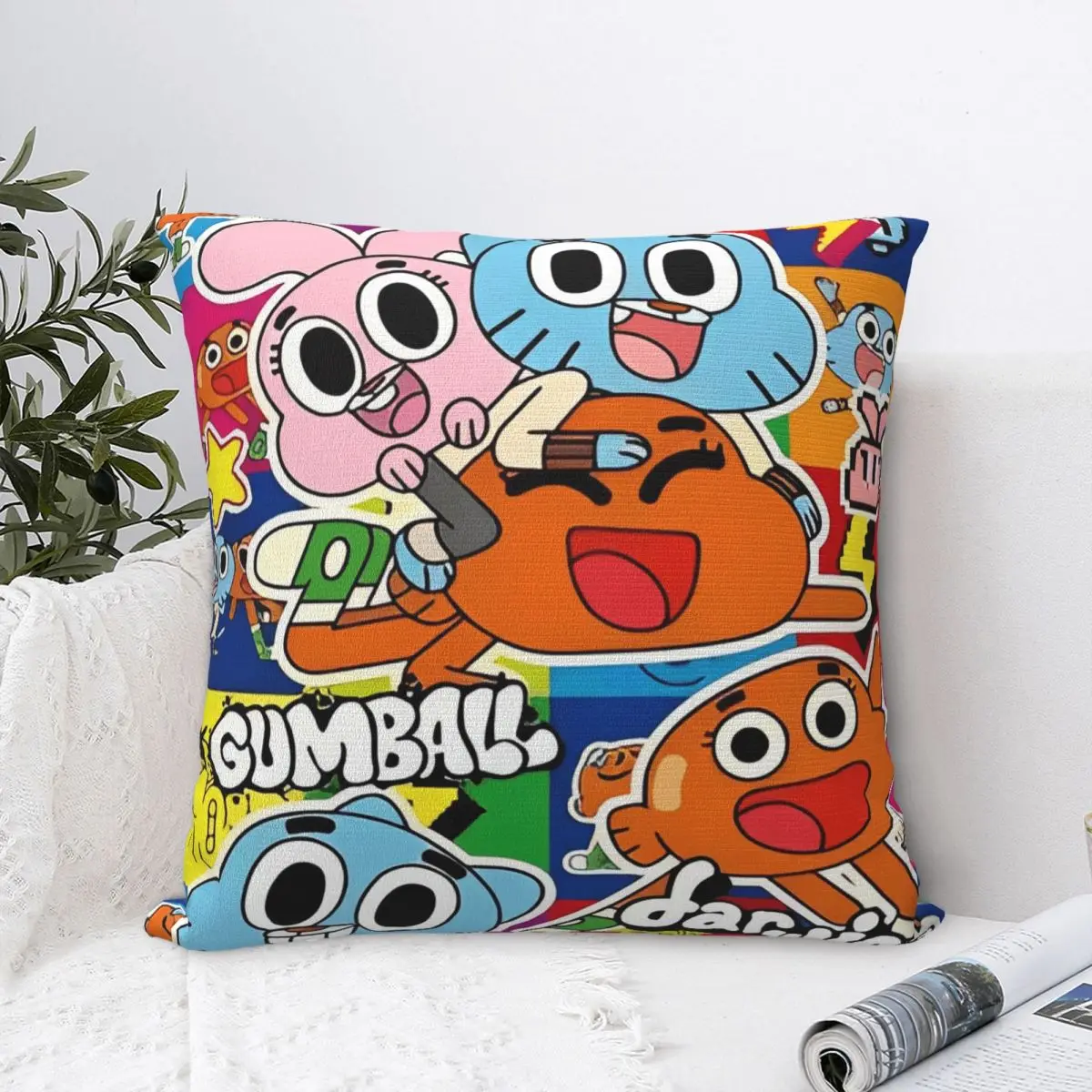 Cartoon Gumballs Pillow Cases Cushion Covers Novelty Zipper Decor Pillowcase for Living Room 40x40cm