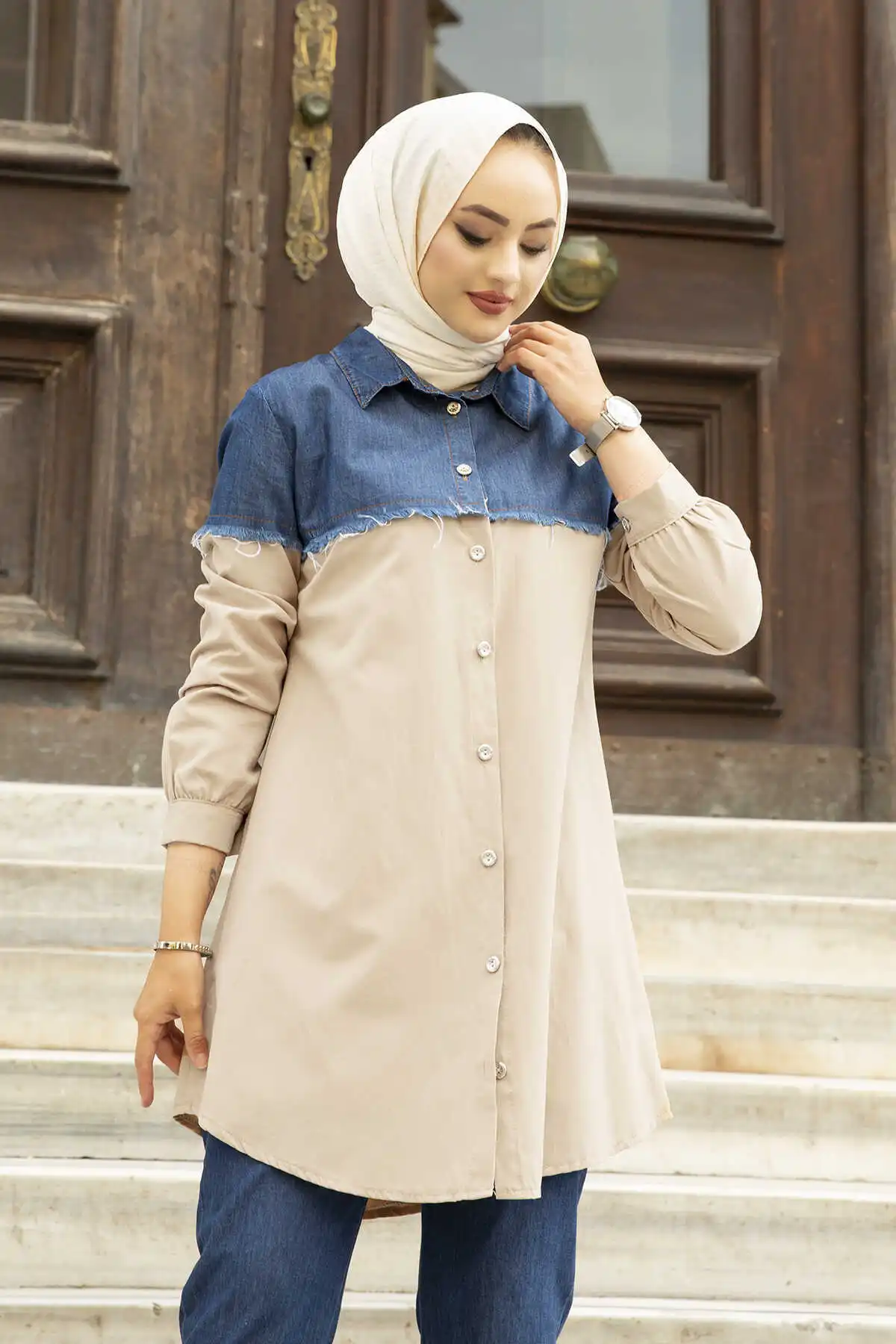 Jeans Tassel Detail Shirt 2023 Women 'S Muslim clothing Women outfit