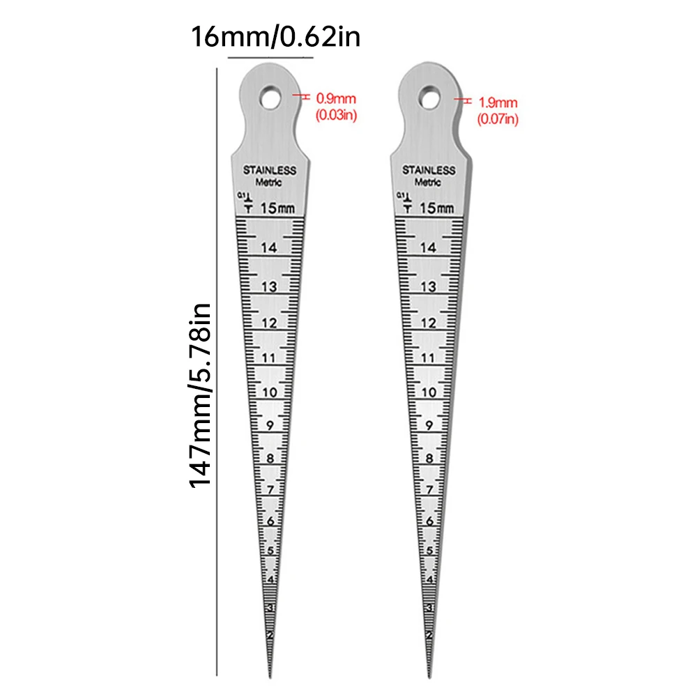 High Precision Taper Gauge Feeler 0-15mm Stainless Steel Gap Hole Measuring Tool Wedge Aperture Scale Inner Diameter Ruler