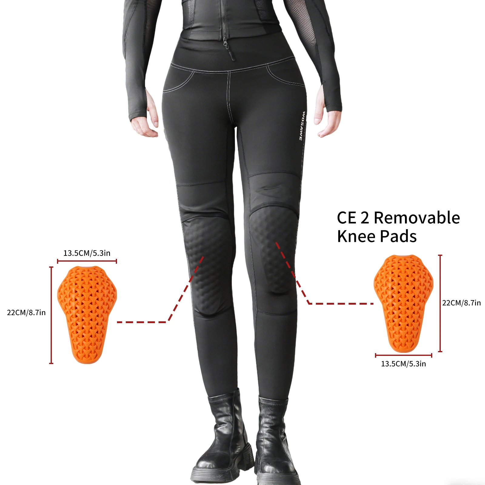 WOSAWE CE Level 2 Women Motorcycle Armor Pants High Waist Leggings Stretch Yoga… - Image 3
