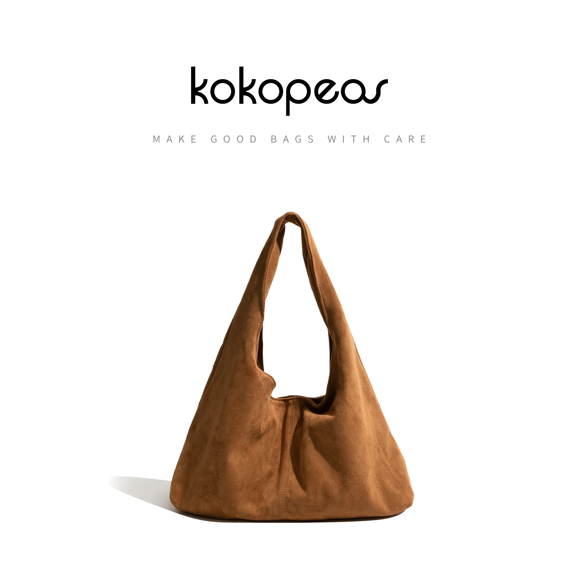 

KOKOPEAS Vintage Faux Suede Tote Handbga Solid Color Simple Casual Women's Underarm Shoulder Phone Purse Ladies Commuter Satchel