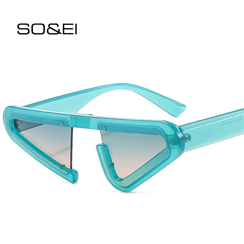 

SO&EI Retro Irregular Cat Eye Sunglasses Men Unique Semi-Rimless Shades UV400 Women Gradient Shades UV400 Triangle Sun Glasses